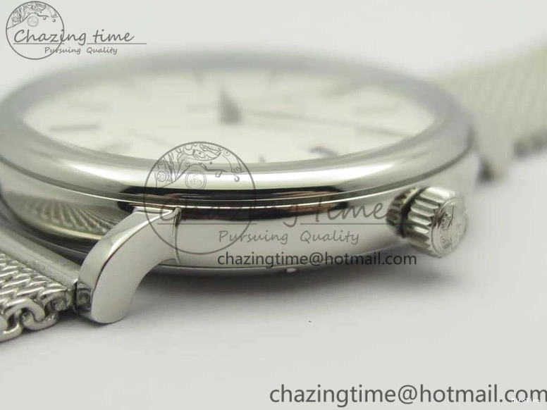 MIROTIME 0414 Portofino Automatic SS MKF 1:1 Best Edition White Dial On SS Mesh Bracelet A2892 V TechFriendly 7205